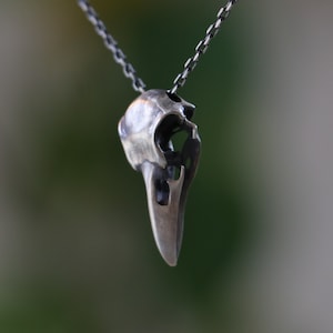 Minimal Crow Skull 925 Sterling Silver Necklace, Raven Skull Necklace, Men 925 Sterling Silver Necklace, Gothic Men Necklace, Men Gift