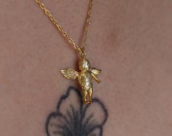 Collar con colgante de ángel rezando / Plata de ley 925