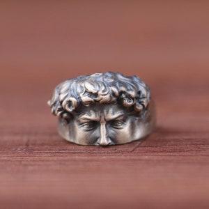Silber Michelangelos David Ring Gebrochen Skulptur Pinky Ring Für Männer Einzigartige Renaissance Siegelring Augen von David Ring Cooles Geschenk Freund Schmuck