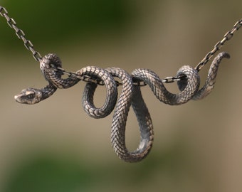 Oxidized Silver Snake Chain Necklace, 925 Oxidized Silver Snake Necklace, Unique Men Snake Necklace, Snake Necklace Pendant, Unique Pendant