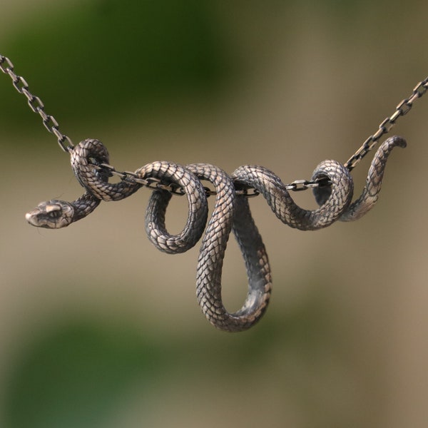 Oxidized Silver Snake Chain Necklace, 925 Oxidized Silver Snake Necklace, Unique Men Snake Necklace, Snake Necklace Pendant, Unique Pendant