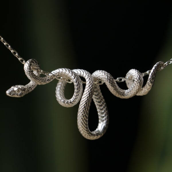 Collier serpent en argent 925 fait main serpent, collier serpent en argent sterling fait main, pendentif serpent en argent fait main, collier pour amoureux des animaux, collier homme