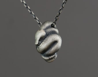 Delicata collana con ciondolo a forma di serpente in argento sterling: ciondolo a forma di serpente in cristallo - Italia