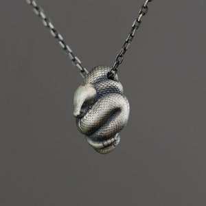 Rattlesnake Pendant, Minimalist Snake 925 Silver Necklace, Snake Handmade Sterling Silver Necklace, Snake Silver Pendant Handmade Minimal