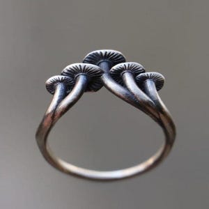 Sterlingzilveren paddenstoelring, ringen voor stelletjes