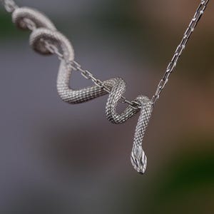 Snake 925 Silver Necklace, Snake Handmade Sterling Silver Necklace, Snake Silver Pendant Handmade, Animal Lover Necklace, Men Necklace