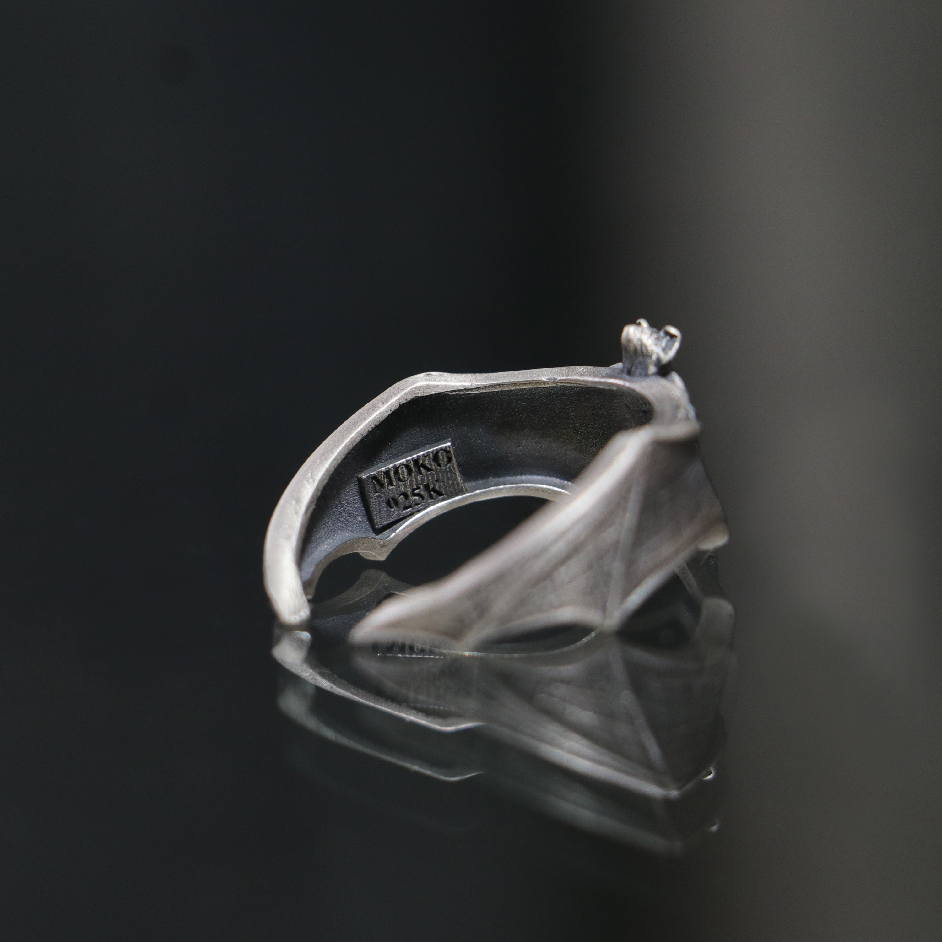 Bague Réglable Style Chauve-souris Gothique - Uni Taille, Argent Ou Noir, Pour Femme Et Homme