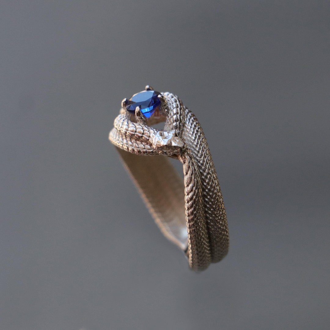 Handmade Sterling Silver Sapphire Ouroboros Snake Ring - Etsy