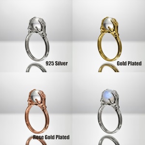 Handmade Gold Plated Witch Ring, Clear Quartz Ball image 3