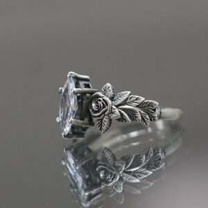 Amethyst 925 Silver Marquise Ring, Flower Amethyst Ring, Purple Stone Silver Ring, Alternative Amethyst Engagement Ring,Unique Amethyst Ring image 11