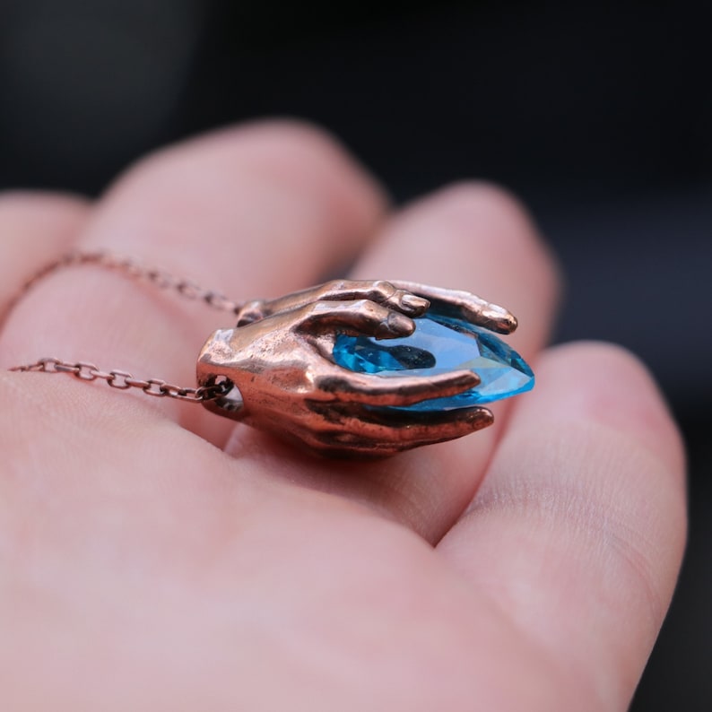 Gold Plated Garnet Hand 925K Silver Pendant, 925 Silver Gold Plated Garnet Design Pendant, Silver Garnet Necklace, Garnet Silver, Gold Ruby image 6