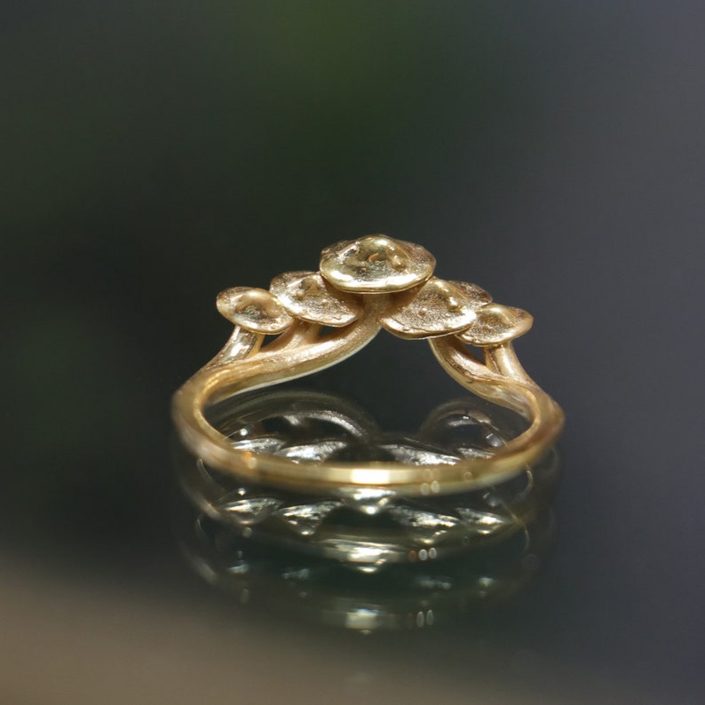 Gold Plated Mushroom Ring, Mushroom Ring, 925 Sterling Silver Mushroom Ring, Complementary Mushroom Ring, Ring Suitable For Couple Rings image 3