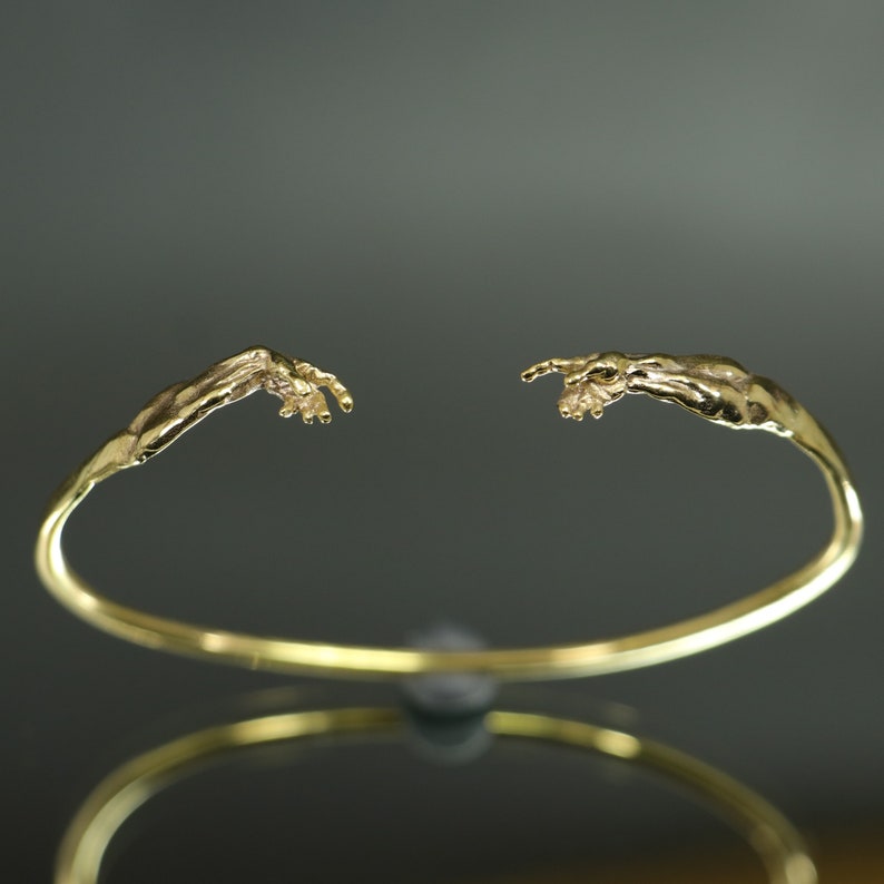 Gold Plated Creation Of Adam Bracelet, Silver Men's Bracelet, Art Bracelet, Jewelry for Art Student, Renaissance Jewelry, Art Lover Gift image 3