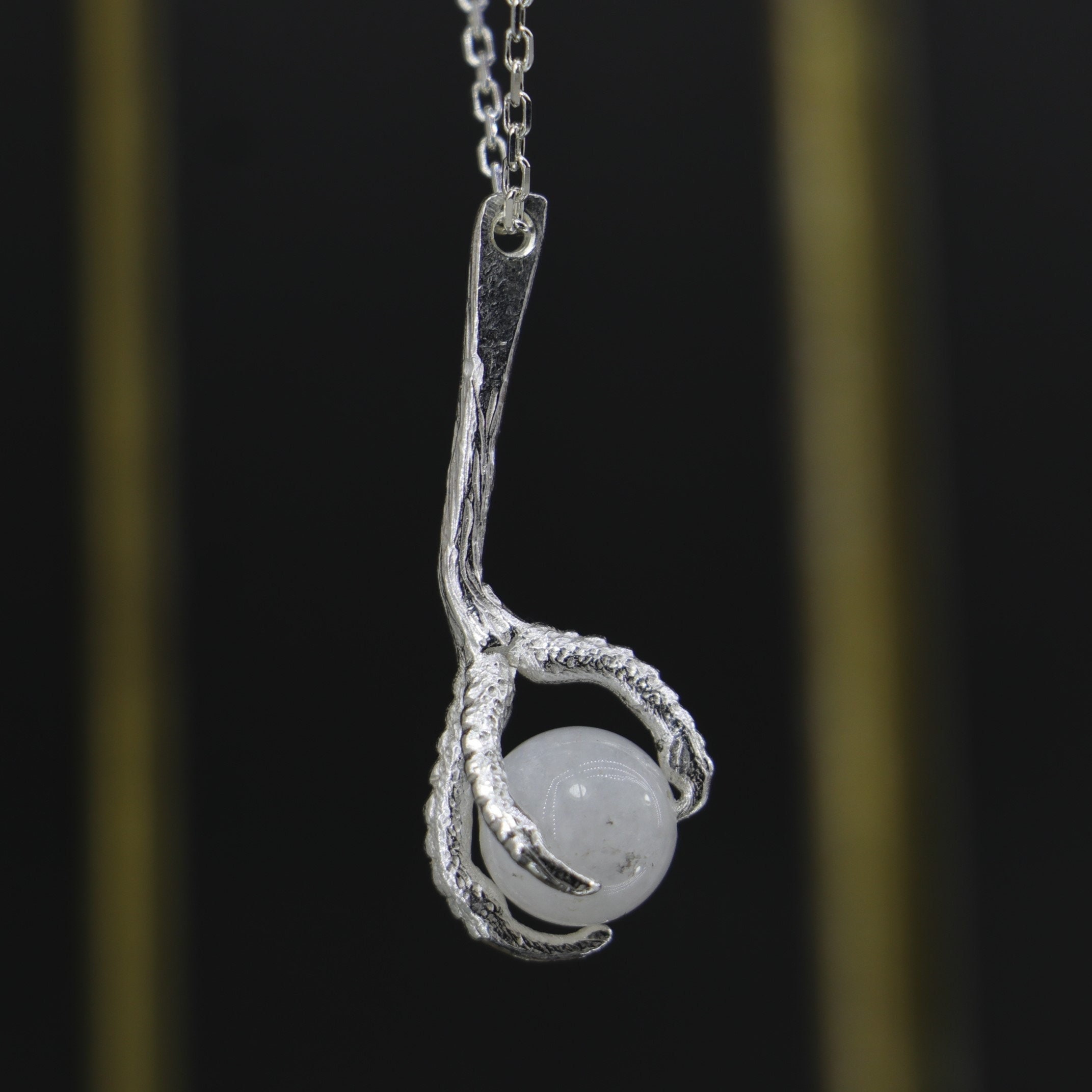 Collana Corvo Celtico In Argento 925 Con Pietra Di Luna E Abalone – Gioiello Viking, Regalo Per Donne