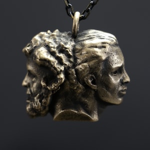 Janus Necklace, Sculpture Necklace, Roman Religion Necklace, God of Beginnings, Ancient Janus Jewelry, Antique Roman God, Empire Necklace