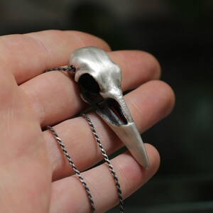 Raven Skull Necklace, Bronze Crow, Gothic Jewelry image 5