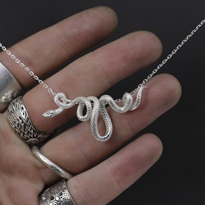 Snake 925 Silver Necklace, Snake Handmade Sterling Silver Necklace, Snake Silver Pendant Handmade, Animal Lover Necklace, Men Necklace image 8