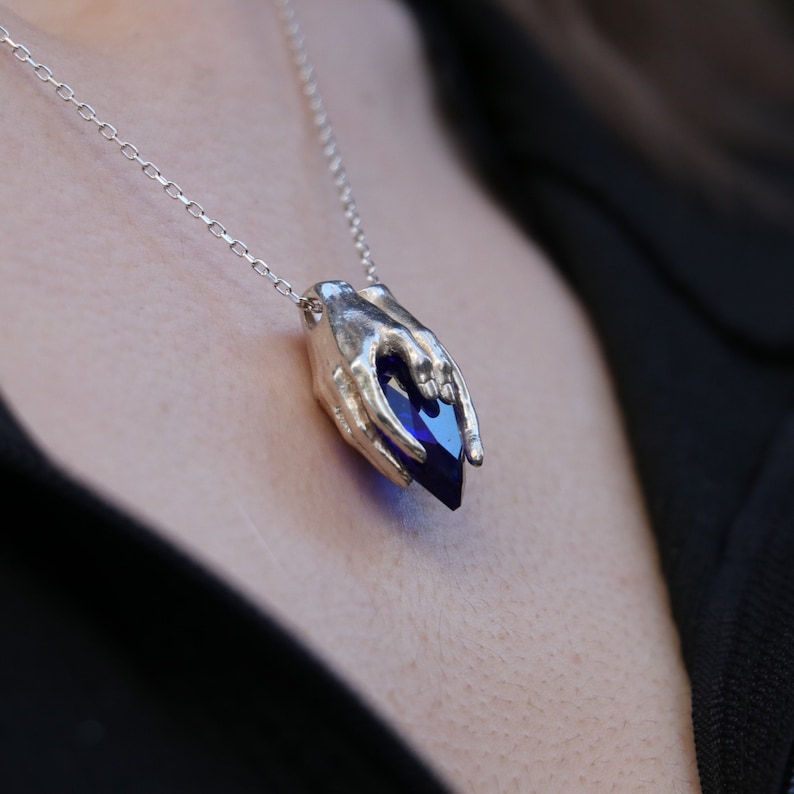Gold Plated Garnet Hand 925K Silver Pendant, 925 Silver Gold Plated Garnet Design Pendant, Silver Garnet Necklace, Garnet Silver, Gold Ruby image 5