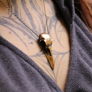 Raven Skull Necklace, Bronze Crow, Gothic Jewelry image 7