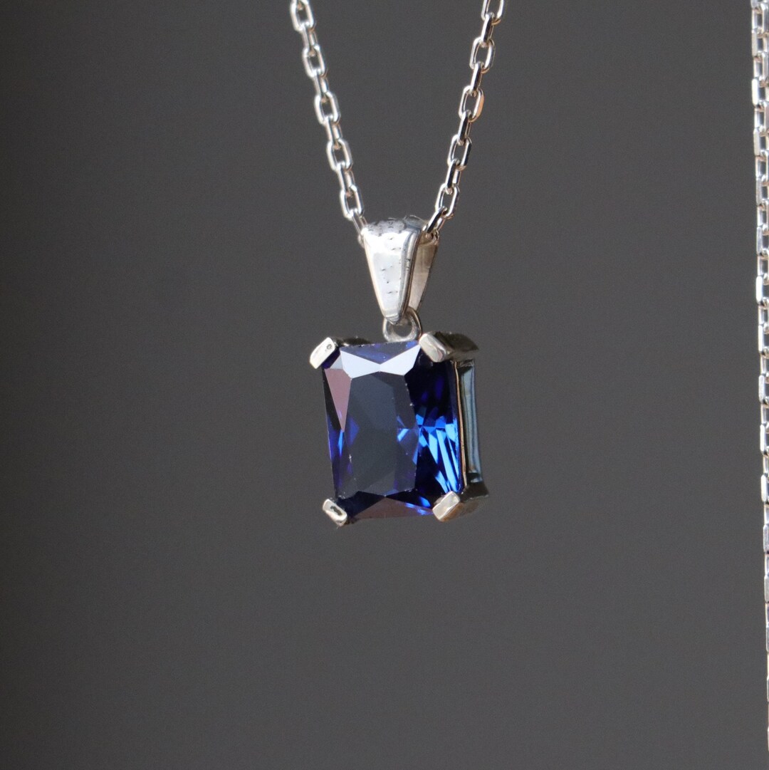 Sterling Silver & Sapphire Pendant Necklace main image 1