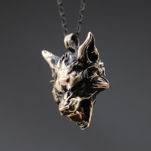 Wolf Gemstone Necklace, Wolf Mens Pendant, Gift for Witch, Wolf Necklace, Animal Necklace, Wolf Head Necklace, Wild World Necklace