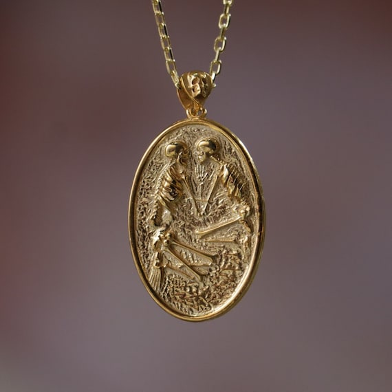 Couple Jewelry Necklace, Necklace For Him, Soulmate Necklace, Till Death Do Us Part, Gift For Her, 925 Silver Gold Plated Medallion Necklace