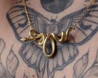 Gold Plated Snake Chain Necklace, 18k Gold Plated Snake Necklace, Sterling Silver Snake Necklace, Snake Necklace Pendant, Unique Pendant
