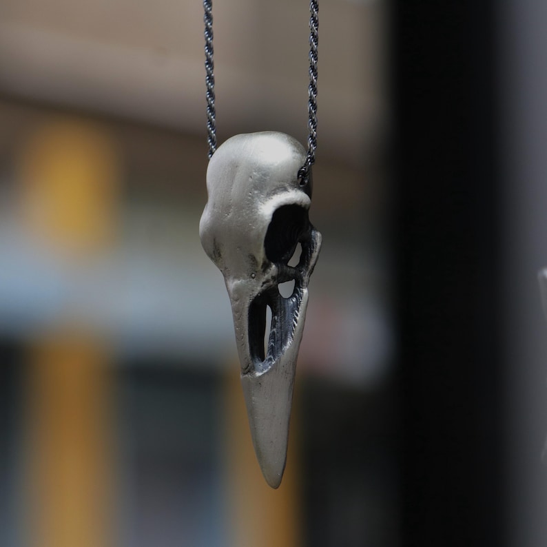 Raven Skull Necklace, Bronze Crow, Gothic Jewelry image 8