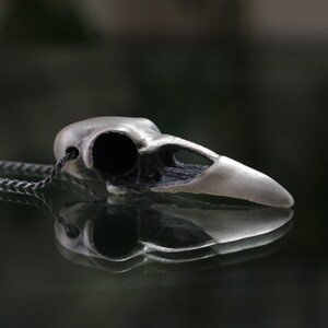Raven Skull Necklace, Bronze Crow, Gothic Jewelry 925 Silver