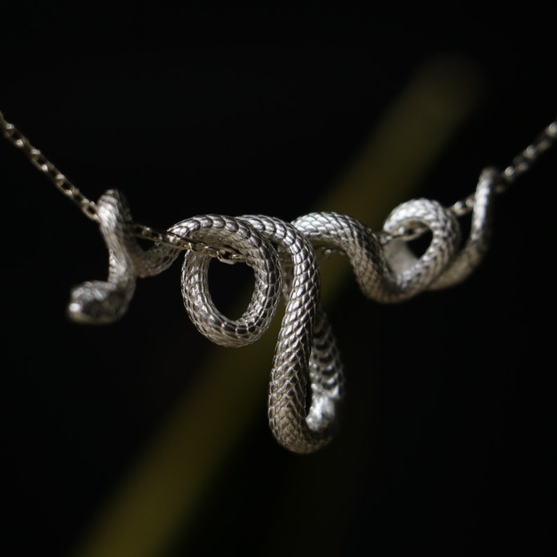 Snake 925 Silver Necklace, Snake Handmade Sterling Silver Necklace, Snake Silver Pendant Handmade, Animal Lover Necklace, Men Necklace image 3