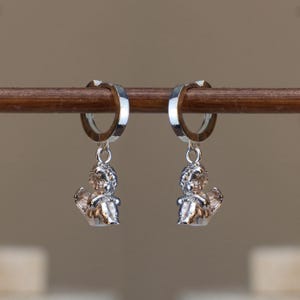 925 Silver Angel Earrings for Women, Gift for Her, Guardian Angel Earrings, Angel Earrings, Minimalist Earrings