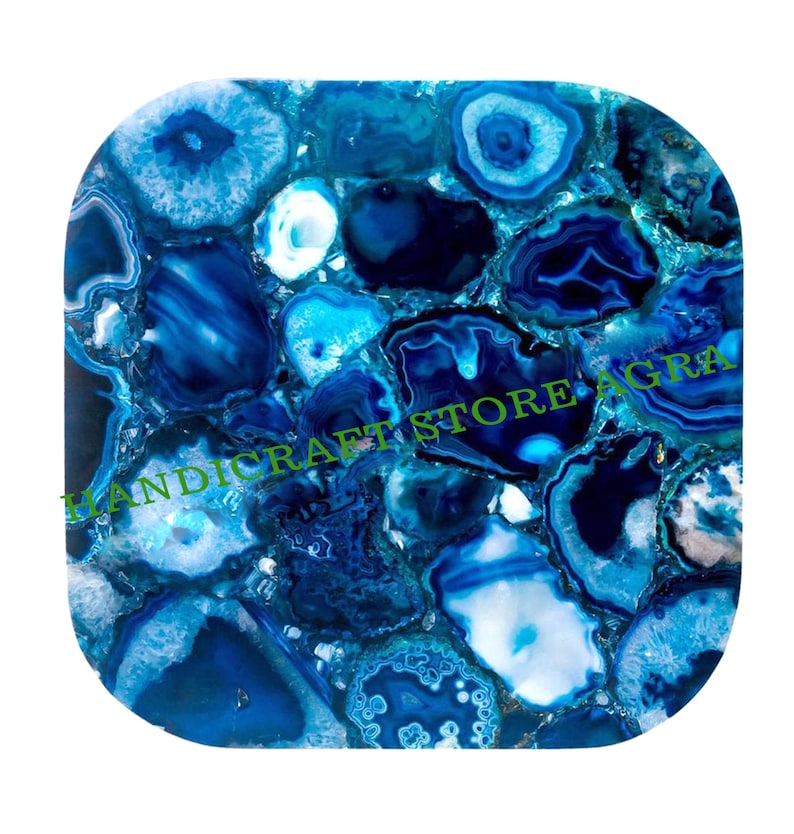 Blue Agate Table Top Blue Agate Kitchen Table Hallway Table Etsy