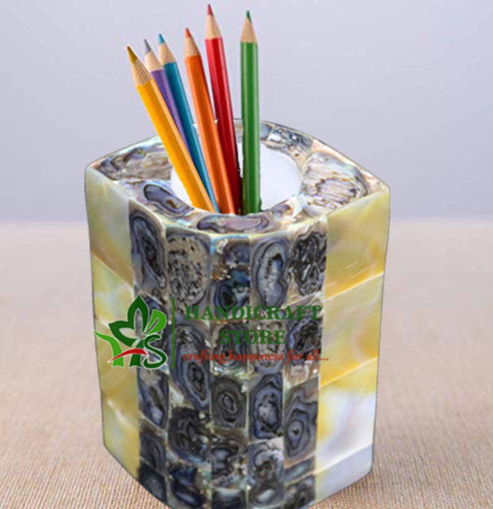 Marble Pen Holder Round Pencil Holder Makeup Brush Storage Etsy