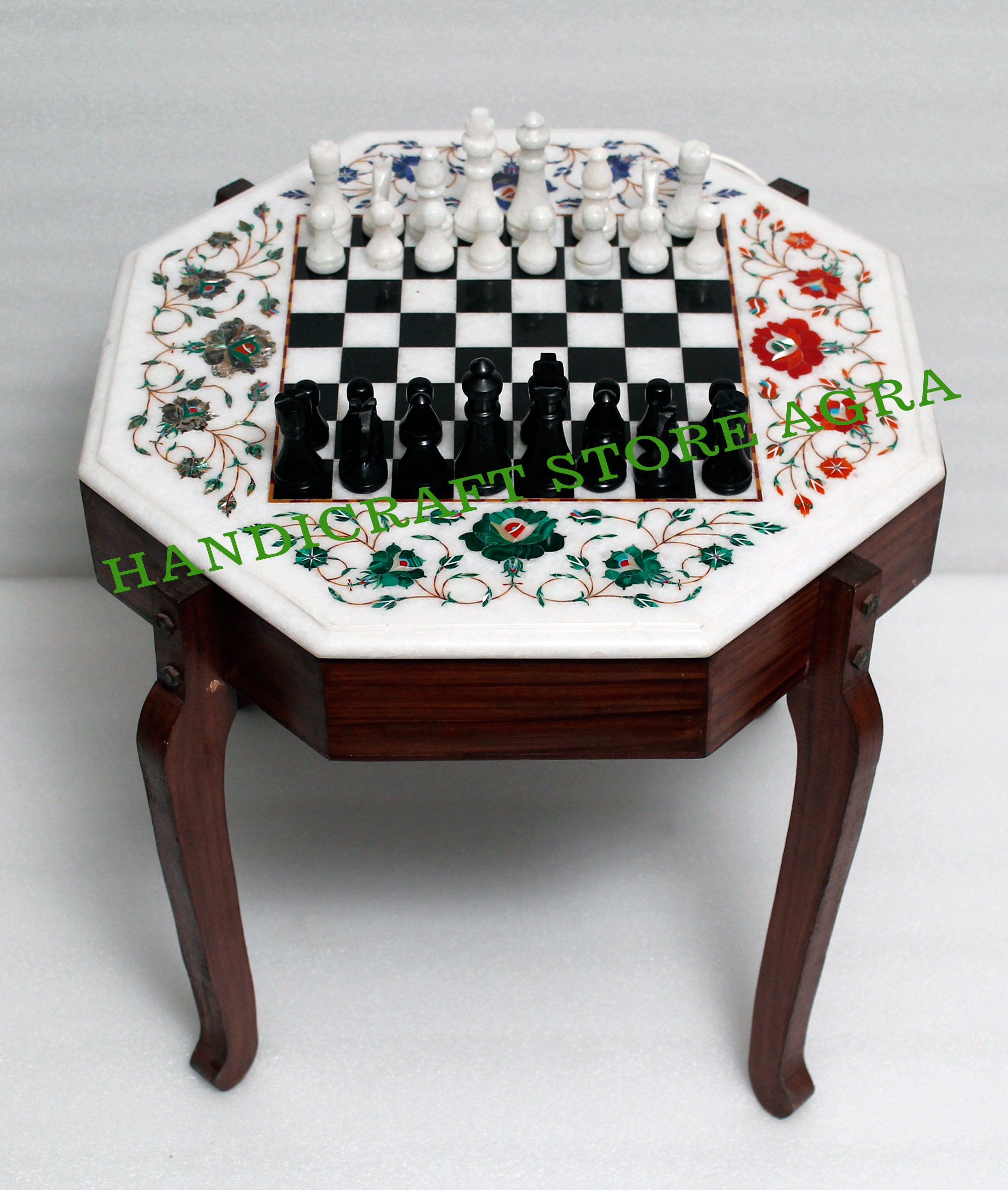 Marble Chess Game Table Top Semi Precious Stones inlay Etsy