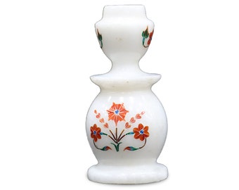 Marble Candlestick Holders ~ Pedestal ~ Scalloped Edge Top ~ White Marble ~ Vintage Collectible