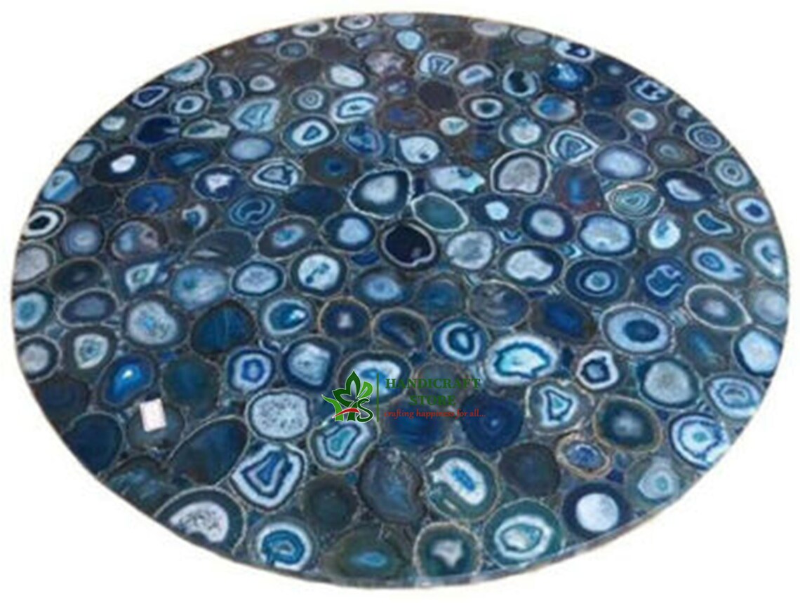 Blue Agate Table Top Round Table Side Table Coffee Table Etsy
