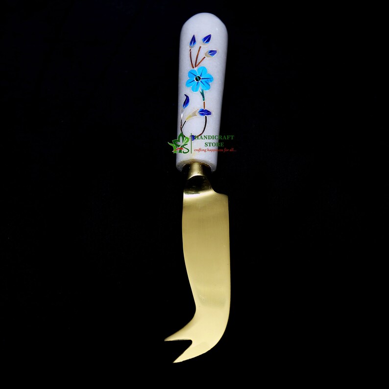 Cheese Knives & Bottle Opener Set of 2 Marble Inlay and Brass Etsy
