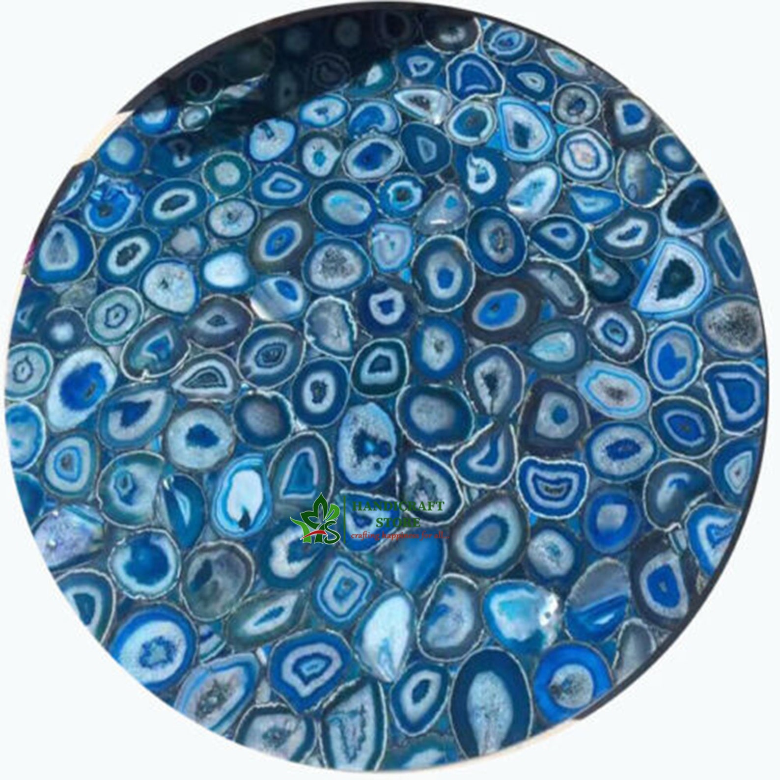 Blue Agate Table Top Round Table Side Table Coffee Table Etsy