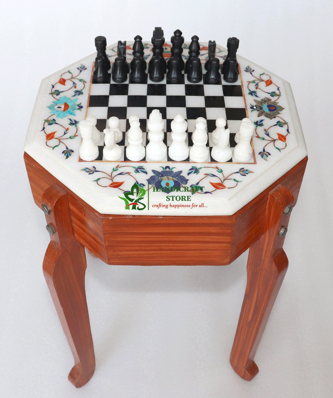 Marble Stone Chess Set Table Game Board Marble Inlay Chess - Etsy