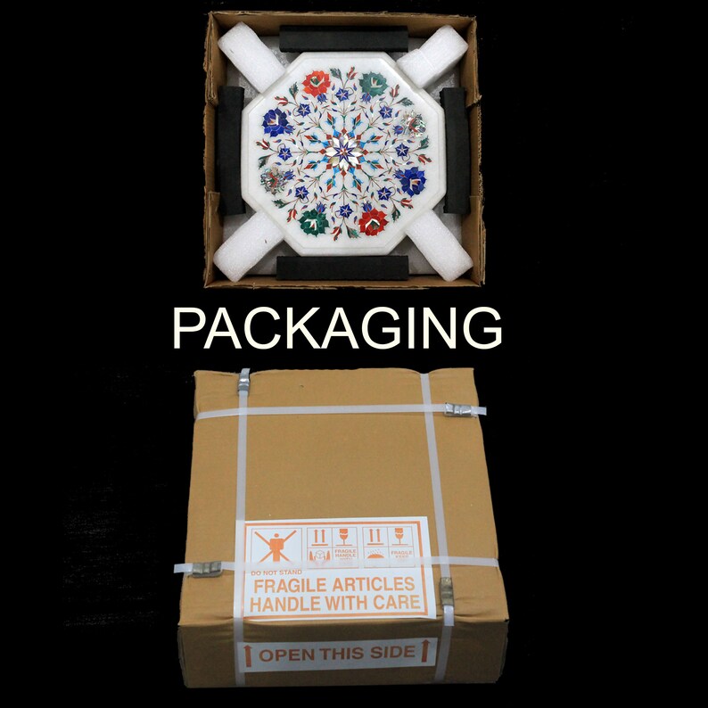 Marble Inlay Box Ablone Shell Semi-Precious Stone Inlaid with Filligiri Work