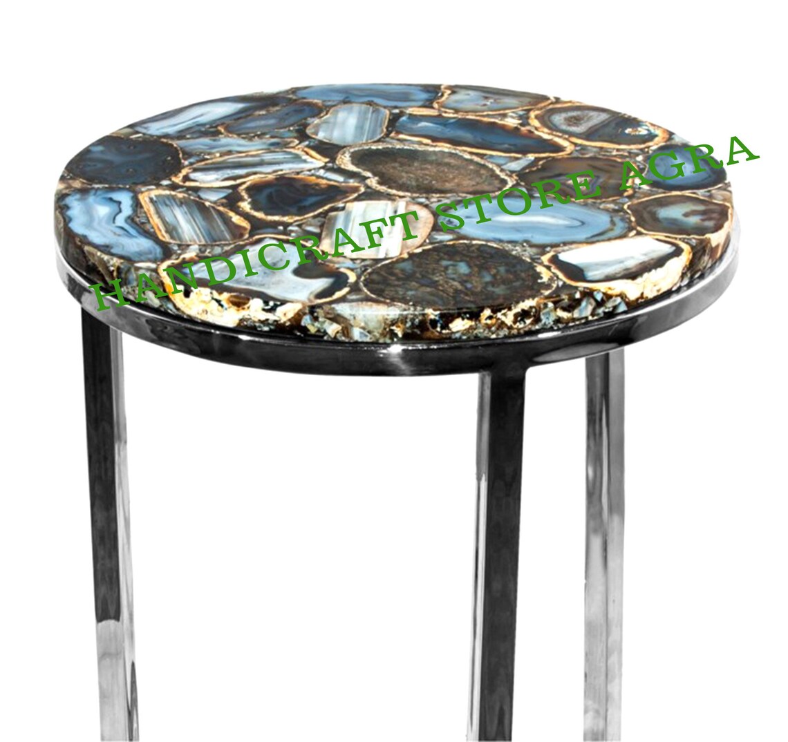 Natural Agate Table Top Natural Semi Precious Stone Work Etsy