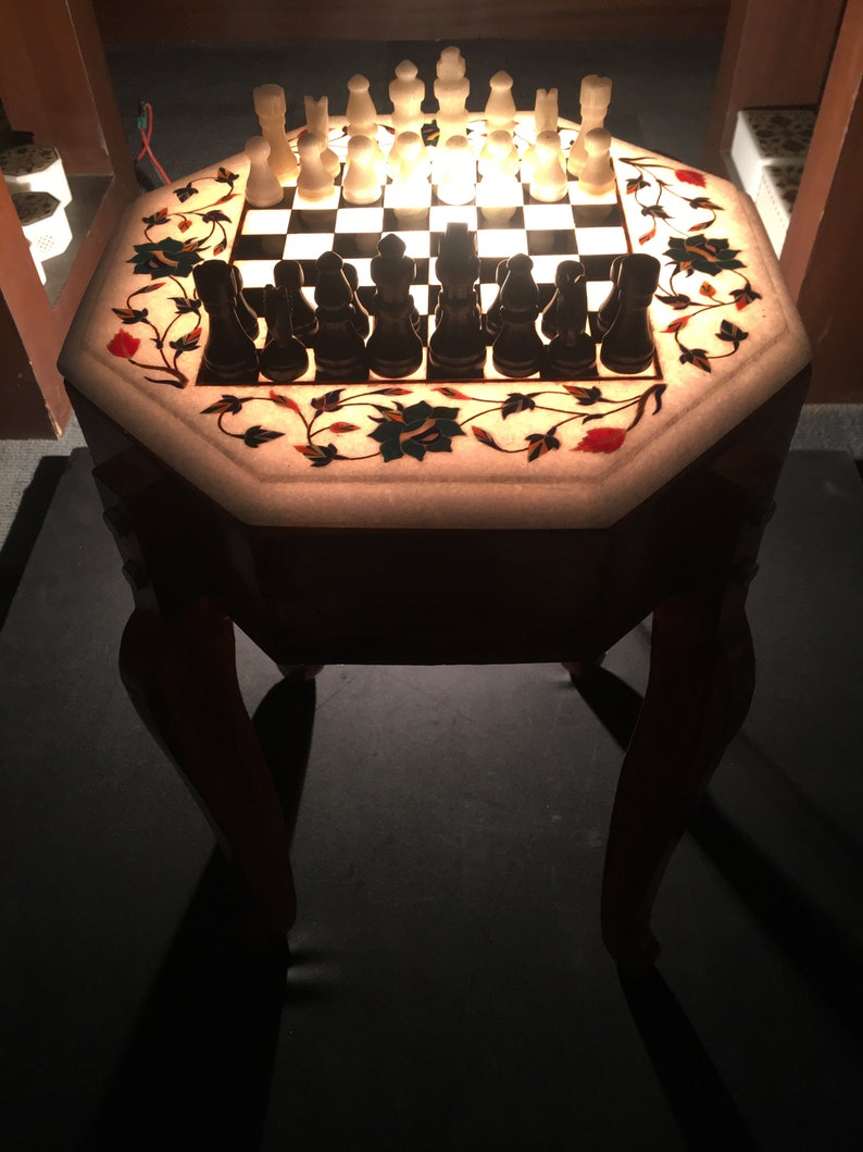 Marble Stone Chess Set Table Game Board Marble Inlay Chess - Etsy