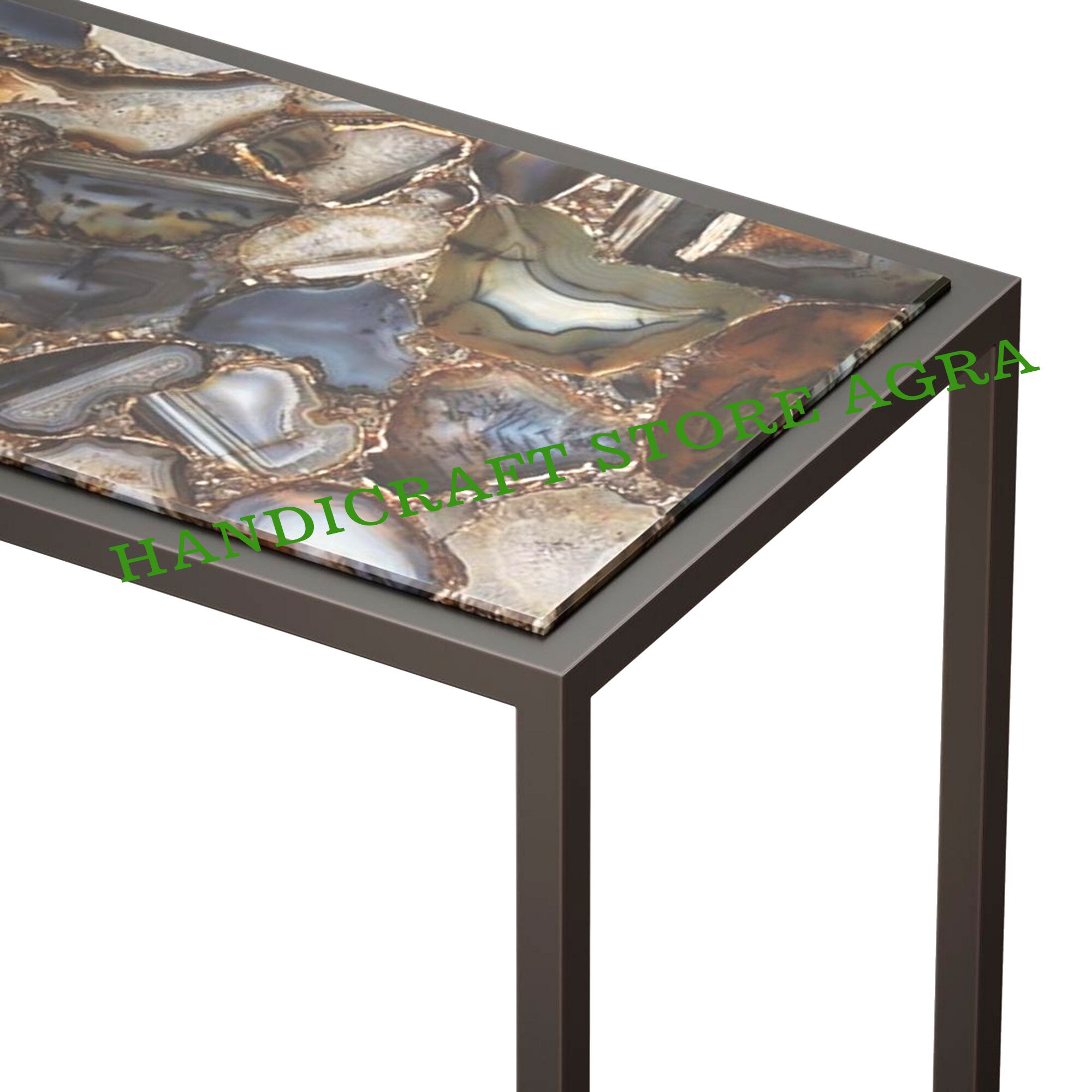 Natural Agate Console Table Top Semi Precious Stone Work Etsy