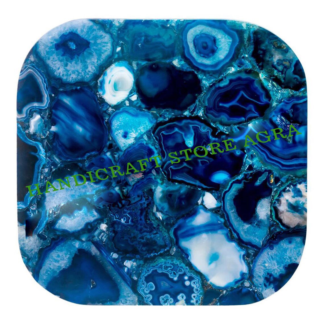 Blue Agate Table Top Blue Agate Kitchen Table Hallway Table Etsy