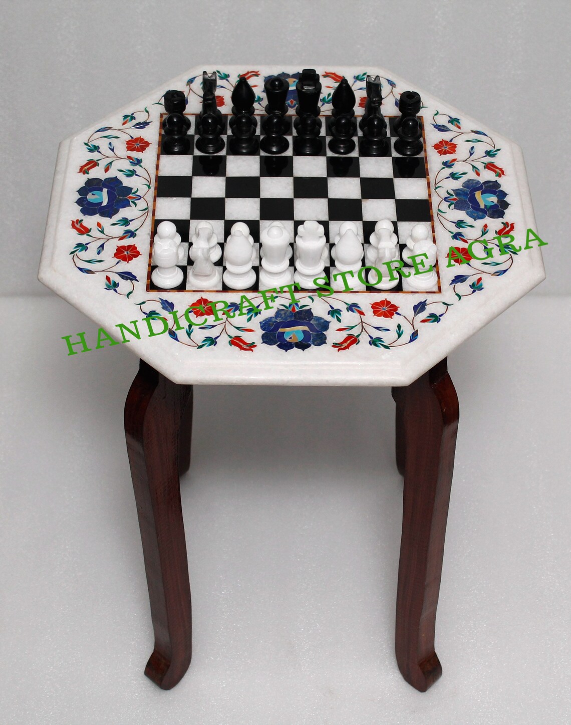 Marble Chess Table With Pieces Set and Stand Unique Board Etsy