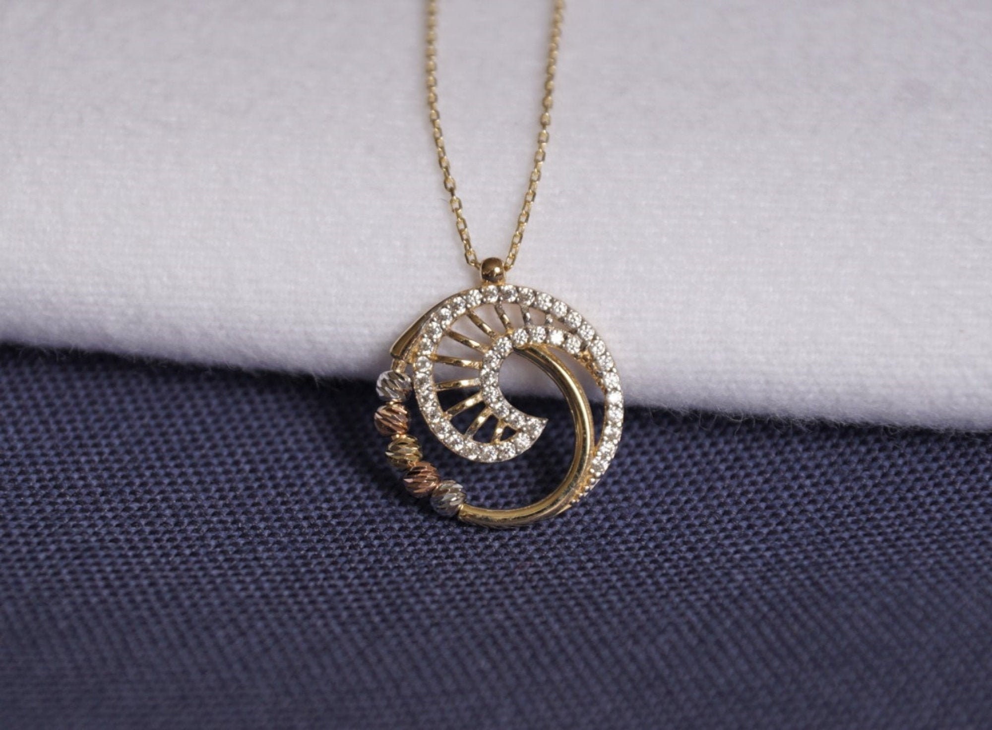 14k Solid Gold Fibonacci Necklace 