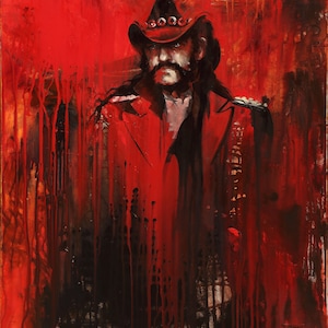 Printable wall art, Lemmy Kilmister, printable, art, Motorhead, red, music, rock, digital download, prints, 80&#39;
