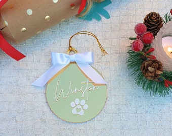 Personalised Pet Bauble, Paw Bauble, Personalised cat bauble, Paw Print decoration, Personalised Dog Ornament, Pet Christmas Ornament