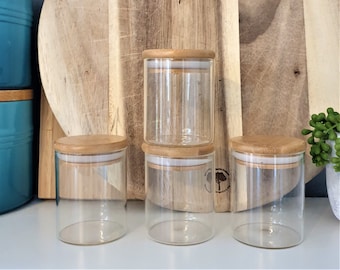 Glass Spice Jar with Bamboo Lid, Food Labels