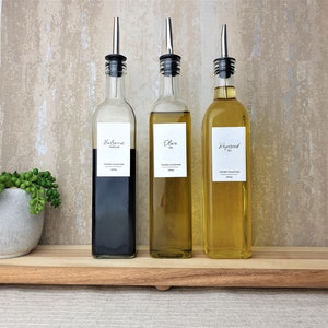 500ml Personalised Oil and Vinegar bottles with White Label, Oil Pourer, Oil Dispenser, Oil and Vinegar Bottles, Vinegar Dispenser